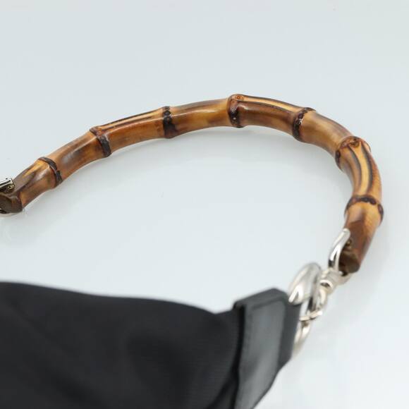 GUCCI Bamboo Hand Bag Nylon Black Silver 000 1434 000 1434 - Picture 8 of 16